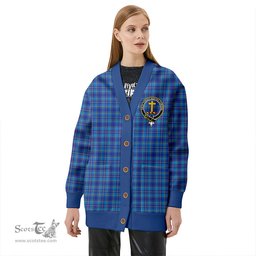 Scottish Mercer Modern Clan Crest Tartan V neck Knitted Fleece Cardigans