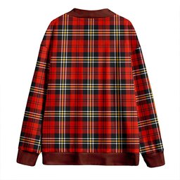 Scottish MacPherson of Cluny Red Ancient Clan Crest Tartan V neck Knitted Fleece Cardigans