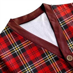 Scottish MacPherson of Cluny Red Ancient Clan Crest Tartan V neck Knitted Fleece Cardigans