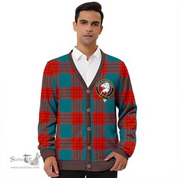 Scottish Robinson Dress (Robins Dress) Ancient Clan Crest Tartan V neck Knitted Fleece Cardigans