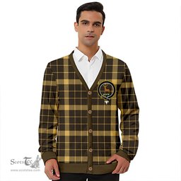 Scottish Raeburn Weathered Clan Crest Tartan V neck Knitted Fleece Cardigans