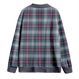 Scottish Porteous Weathered Clan Crest Tartan V neck Knitted Fleece Cardigans