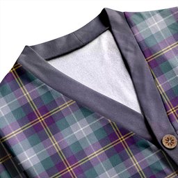 Scottish Porteous Weathered Clan Crest Tartan V neck Knitted Fleece Cardigans