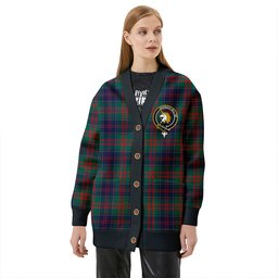 Scottish Stewart of Appin Hunting Modern Clan Crest Tartan V neck Knitted Fleece Cardigans