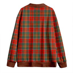 Scottish Stewart of Galloway Ancient Clan Crest Tartan V neck Knitted Fleece Cardigans