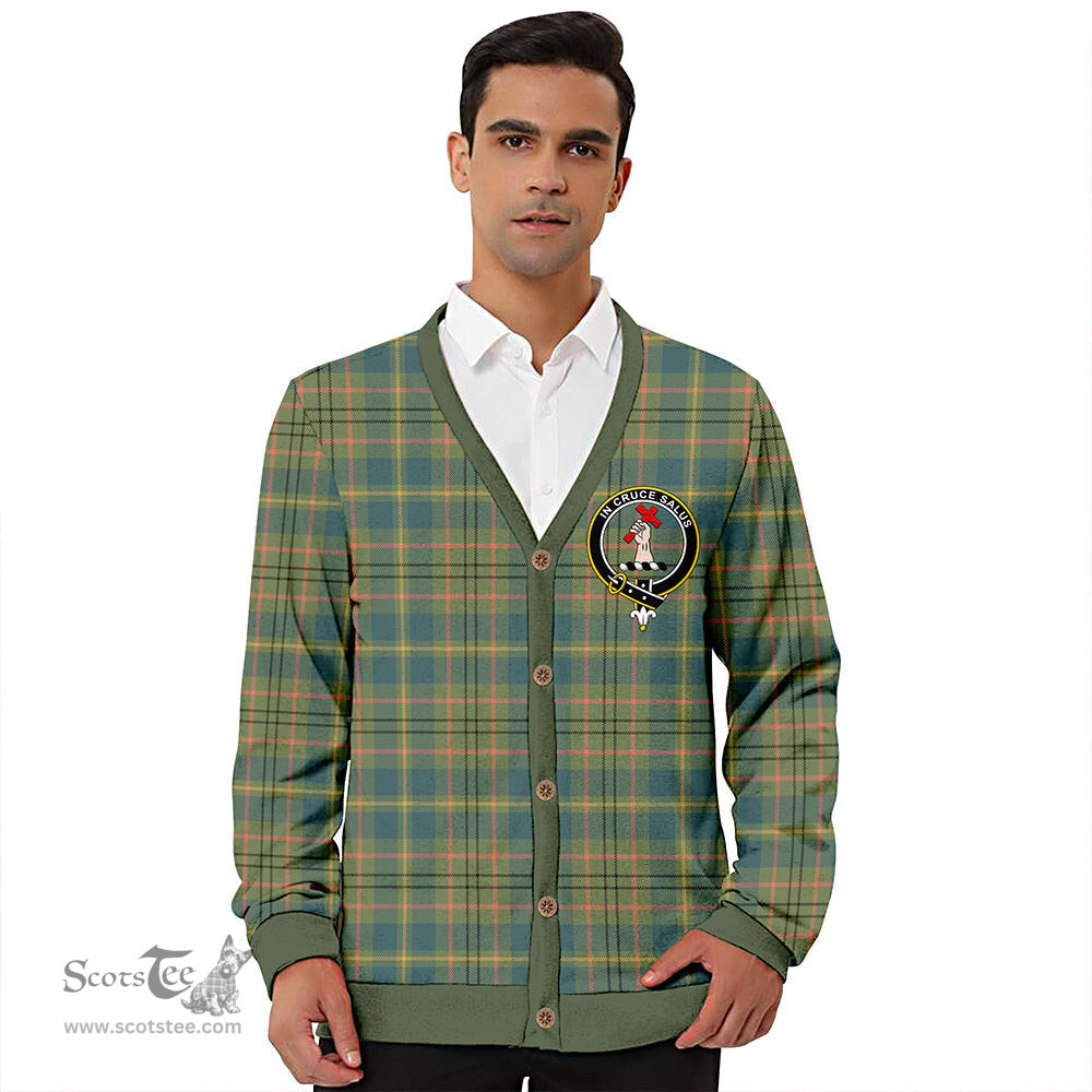 Scottish Taylor Ancient Clan Crest Tartan V neck Knitted Fleece Cardigans