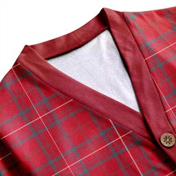 Scottish Rose Weathered Clan Crest Tartan V neck Knitted Fleece Cardigans