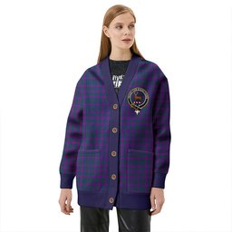 Scottish Rae Modern Clan Crest Tartan V neck Knitted Fleece Cardigans