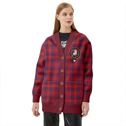 Scottish Mair Weathered Clan Crest Tartan V neck Knitted Fleece Cardigans