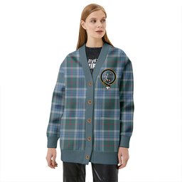 Scottish Thorburn (Thurburn) Weathered Clan Crest Tartan V neck Knitted Fleece Cardigans