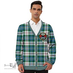 Scottish MacLeod of California Ancient Clan Crest Tartan V neck Knitted Fleece Cardigans