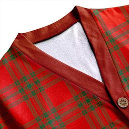 Scottish Menzies Ancient Clan Crest Tartan V neck Knitted Fleece Cardigans
