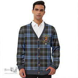 Scottish Melville Weathered Clan Crest Tartan V neck Knitted Fleece Cardigans