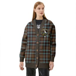 Scottish Hunter of Peebleshire Weathered Clan Crest Tartan V neck Knitted Fleece Cardigans