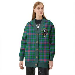 Scottish Pitcairn Hunting Ancient Clan Crest Tartan V neck Knitted Fleece Cardigans