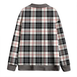 Scottish MacPherson of Cluny Black & White Weathered Clan Crest Tartan V neck Knitted Fleece Cardigans