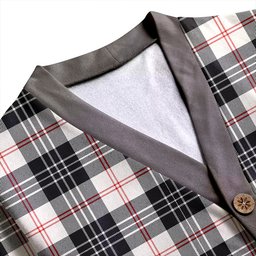 Scottish MacPherson of Cluny Black & White Weathered Clan Crest Tartan V neck Knitted Fleece Cardigans