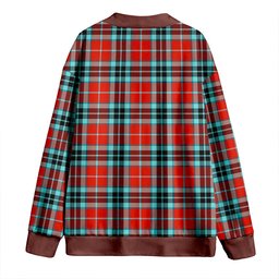 Scottish MacTavish Weathered Clan Crest Tartan V neck Knitted Fleece Cardigans