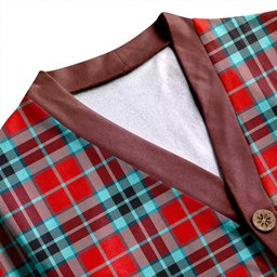 Scottish MacTavish Weathered Clan Crest Tartan V neck Knitted Fleece Cardigans