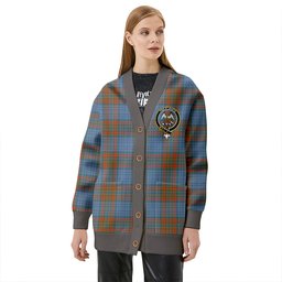 Scottish Ralston UK Weathered Clan Crest Tartan V neck Knitted Fleece Cardigans