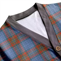 Scottish Ralston UK Weathered Clan Crest Tartan V neck Knitted Fleece Cardigans