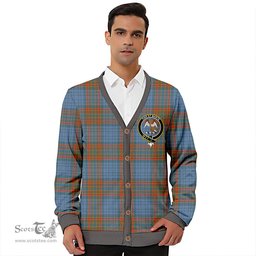 Scottish Ralston UK Weathered Clan Crest Tartan V neck Knitted Fleece Cardigans