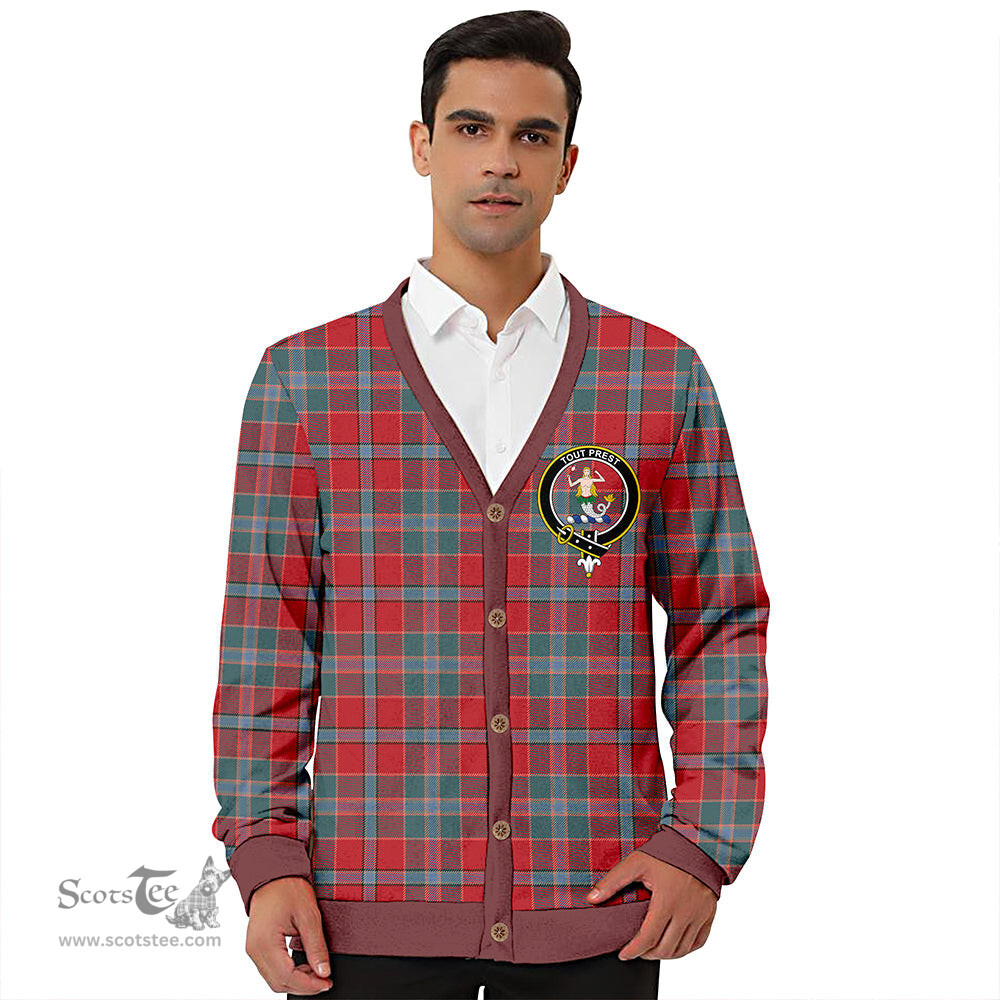 Scottish Murray of Abercairney Weathered Clan Crest Tartan V neck Knitted Fleece Cardigans