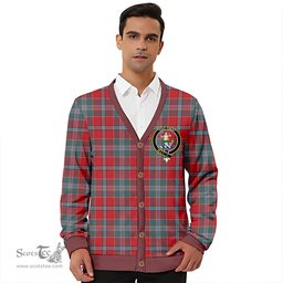 Scottish Murray of Abercairney Weathered Clan Crest Tartan V neck Knitted Fleece Cardigans