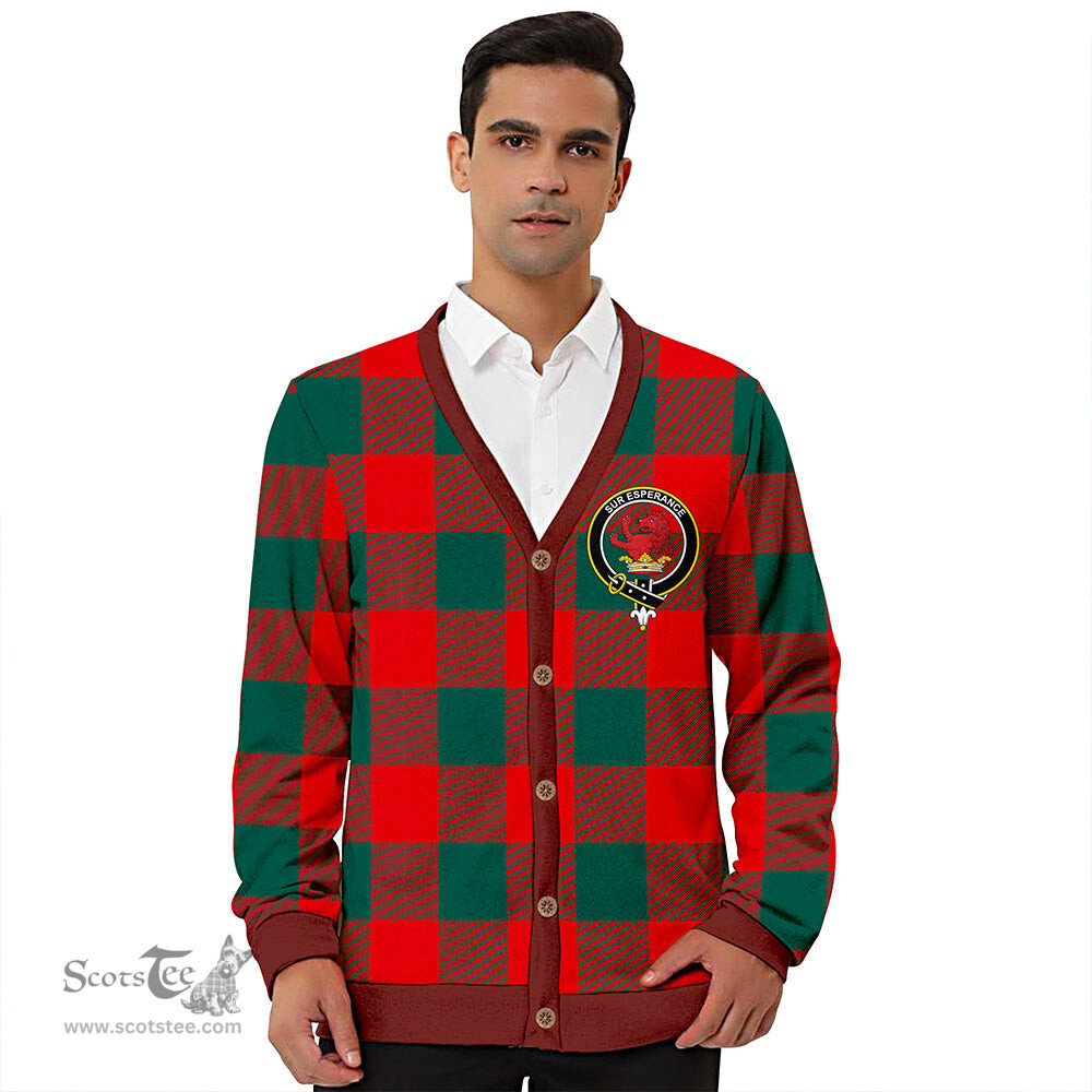 Scottish Moncrieffe Modern Clan Crest Tartan V neck Knitted Fleece Cardigans