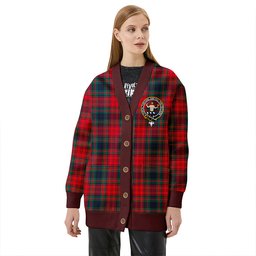 Scottish Murray of Atholl Red Dress (Murray of Atholl; Red Dress) Modern Clan Crest Tartan V neck Knitted Fleece Cardigans