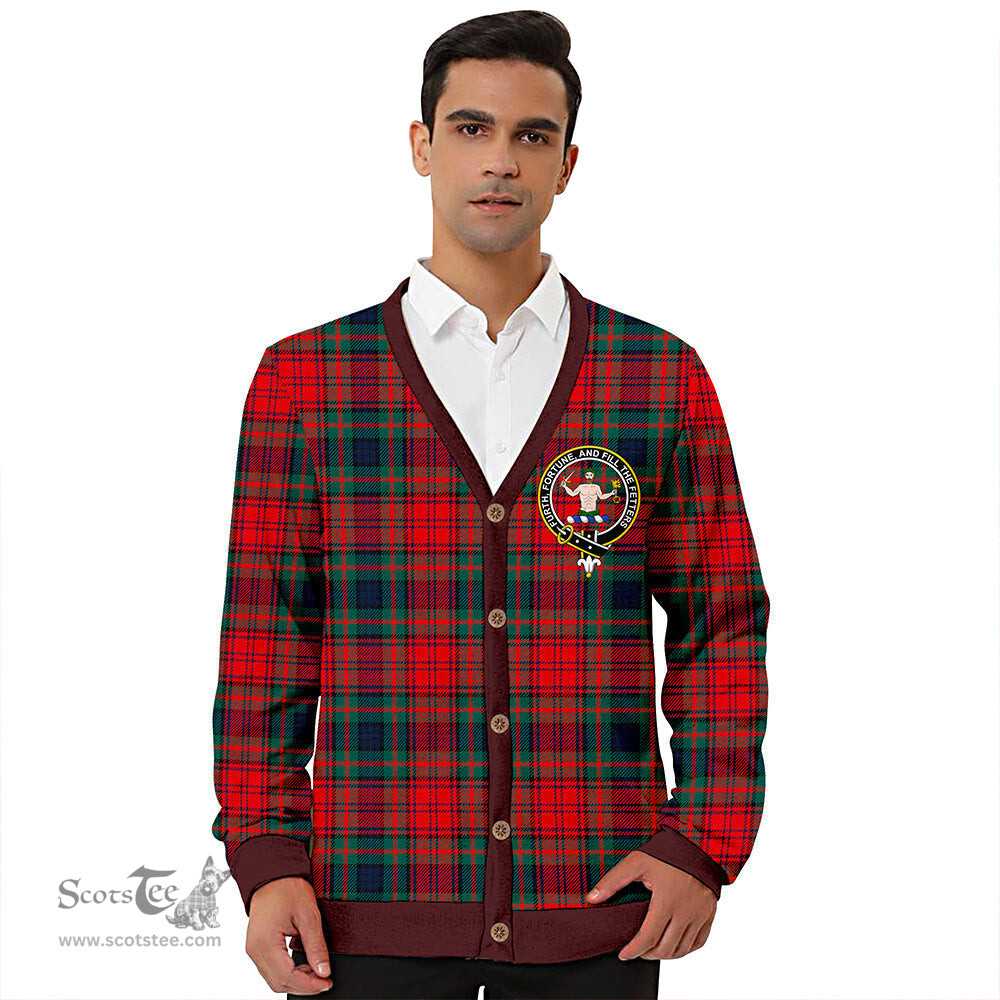 Scottish Murray of Atholl Red Dress (Murray of Atholl; Red Dress) Modern Clan Crest Tartan V neck Knitted Fleece Cardigans