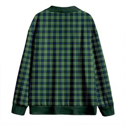 Scottish Tweedside District Clan Crest Tartan V neck Knitted Fleece Cardigans