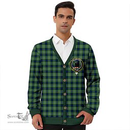 Scottish Tweedside District Clan Crest Tartan V neck Knitted Fleece Cardigans