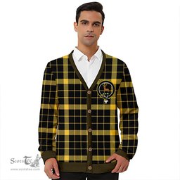Scottish Raeburn Ancient Clan Crest Tartan V neck Knitted Fleece Cardigans