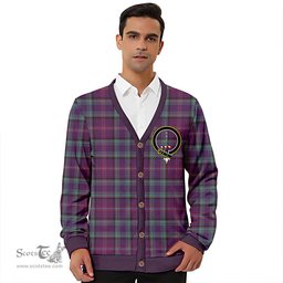 Scottish Rankin Weathered Clan Crest Tartan V neck Knitted Fleece Cardigans