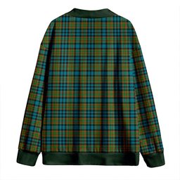 Scottish MacLellan Ancient Clan Crest Tartan V neck Knitted Fleece Cardigans