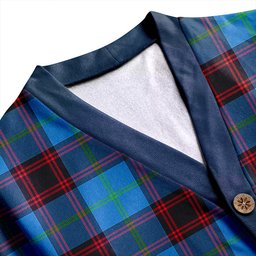 Scottish Wedderburn Clan Crest Tartan V neck Knitted Fleece Cardigans