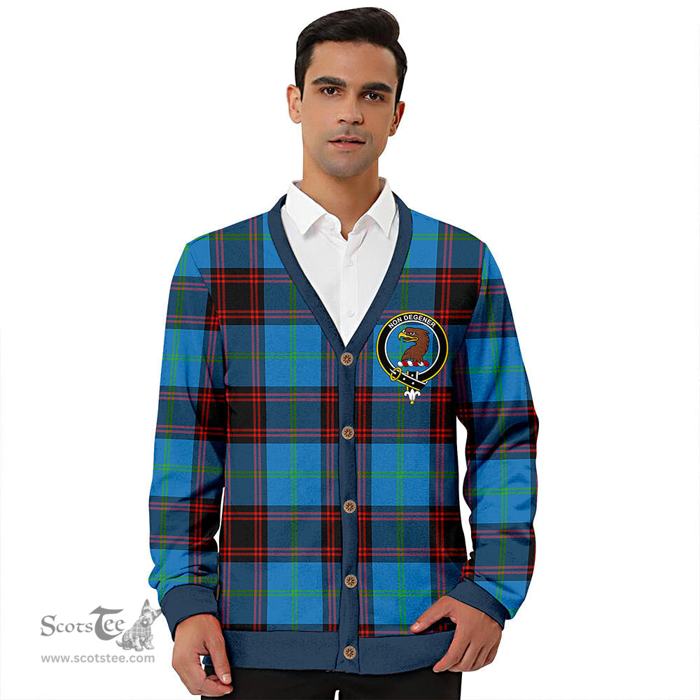 Scottish Wedderburn Clan Crest Tartan V neck Knitted Fleece Cardigans