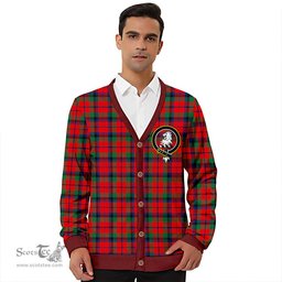 Scottish MacNaughton Modern Clan Crest Tartan V neck Knitted Fleece Cardigans