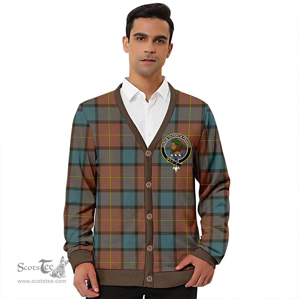 Scottish Muir Weathered Clan Crest Tartan V neck Knitted Fleece Cardigans