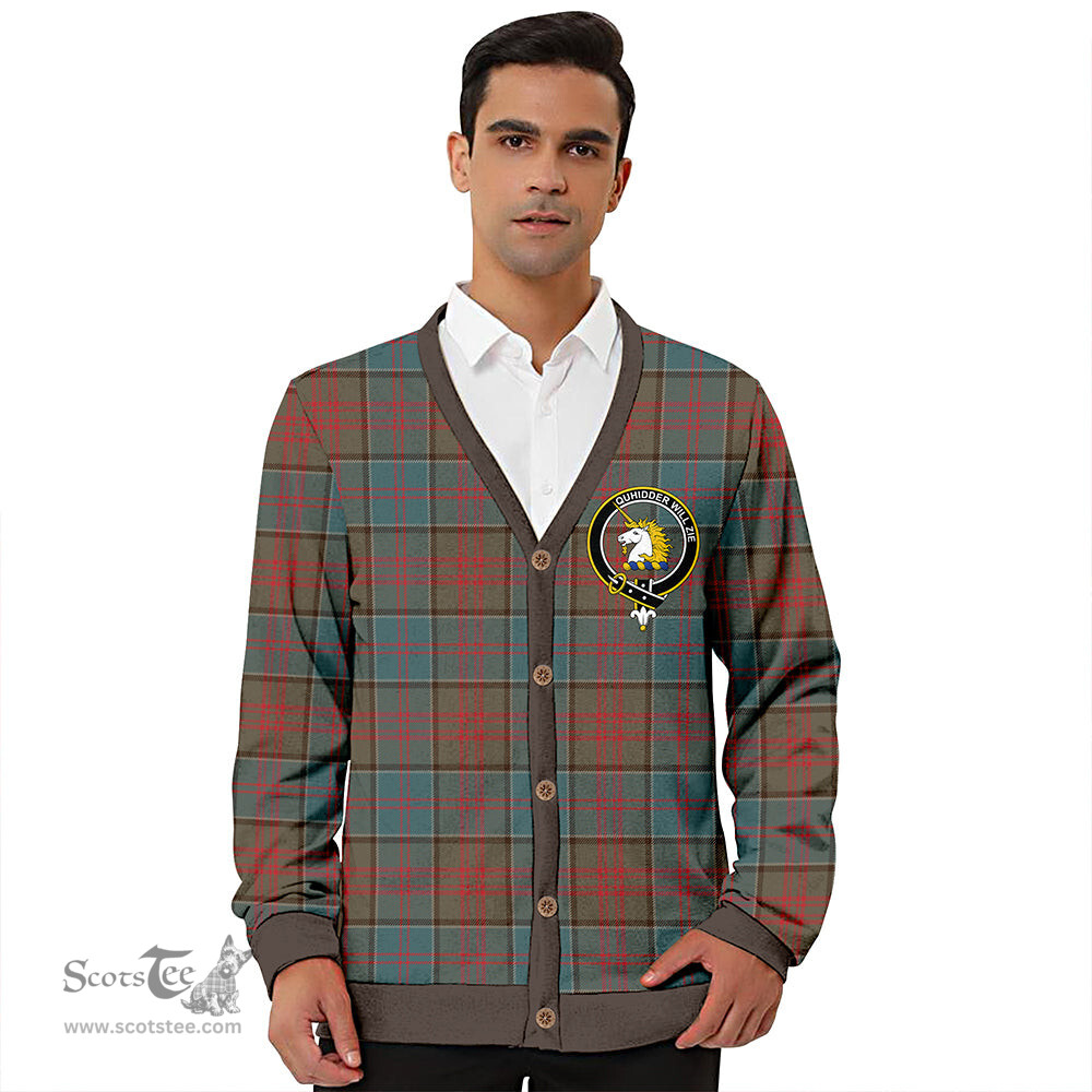 Scottish Stewart of Appin Hunting Weathered Clan Crest Tartan V neck Knitted Fleece Cardigans