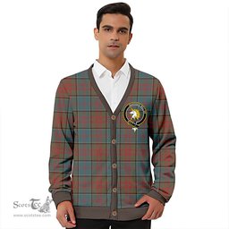 Scottish Stewart of Appin Hunting Weathered Clan Crest Tartan V neck Knitted Fleece Cardigans