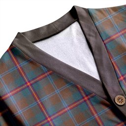 Scottish Young Weathered Clan Crest Tartan V neck Knitted Fleece Cardigans