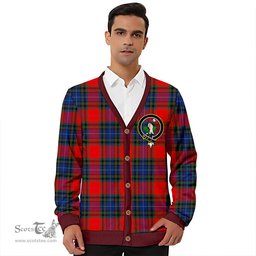 Scottish Manson Modern Clan Crest Tartan V neck Knitted Fleece Cardigans