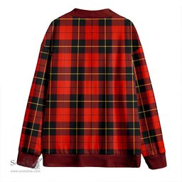 Scottish Wallace (Wallas) Ancient Clan Crest Tartan V neck Knitted Fleece Cardigans