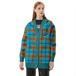 Scottish Traill (Trayle) Weathered Clan Crest Tartan V neck Knitted Fleece Cardigans