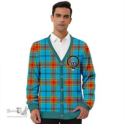 Scottish Traill (Trayle) Weathered Clan Crest Tartan V neck Knitted Fleece Cardigans