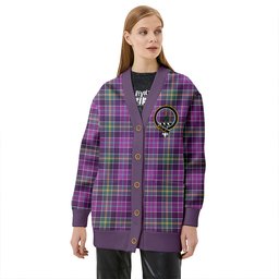 Scottish Yule Weathered Clan Crest Tartan V neck Knitted Fleece Cardigans