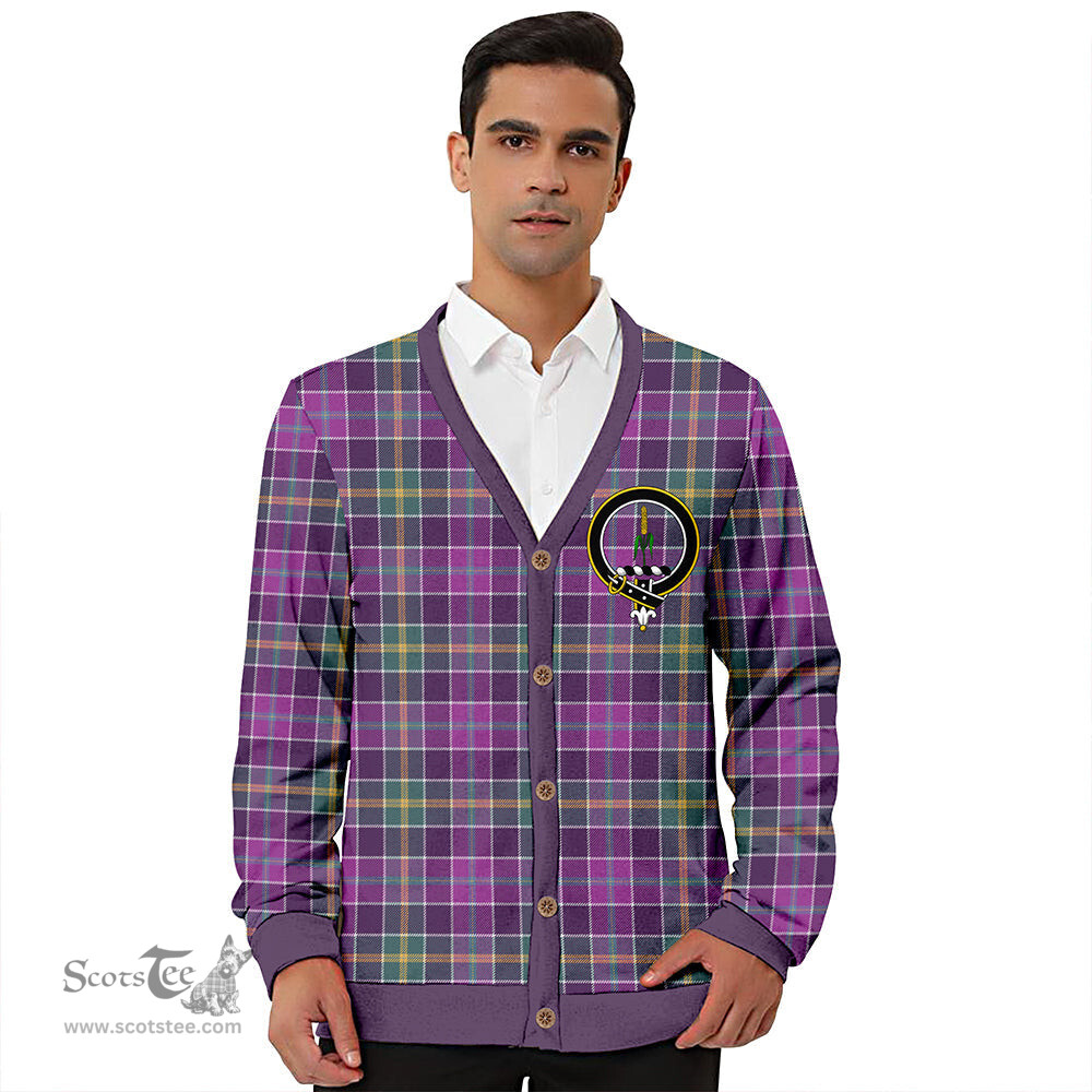 Scottish Yule Weathered Clan Crest Tartan V neck Knitted Fleece Cardigans