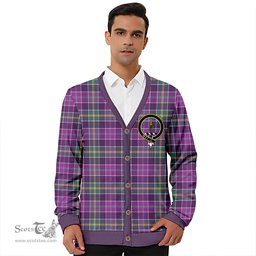 Scottish Yule Weathered Clan Crest Tartan V neck Knitted Fleece Cardigans